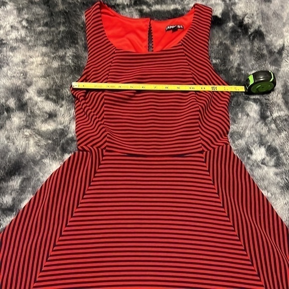 Express Striped Fit And Flare Dress Red Blue XS - Picture 4 of 5